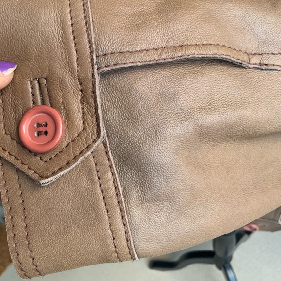 Vintage RUDSAK Leather Brown Button Up Women’s Double Breasted Jacket SZ Medium - Picture 4 of 15